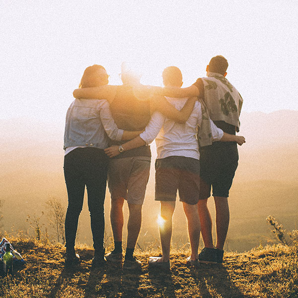 Group of people at sunset in Canada