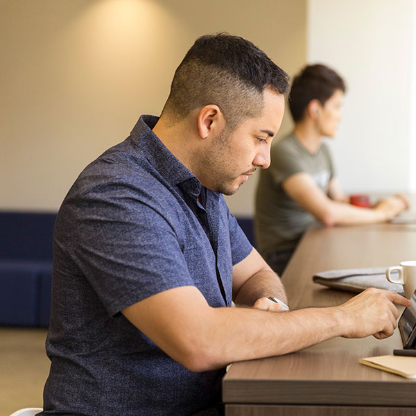 Man working in a canadian library